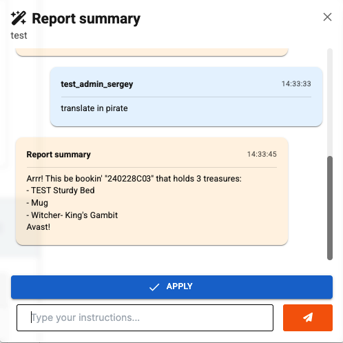 Refined response in pirate speak