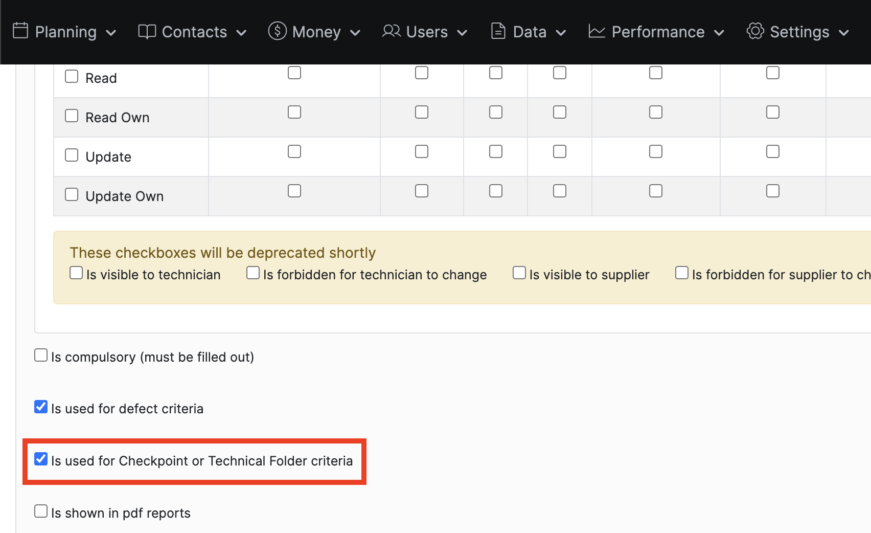 Technical Folder Criteria