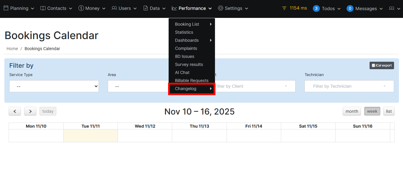 Changelogs Navigation