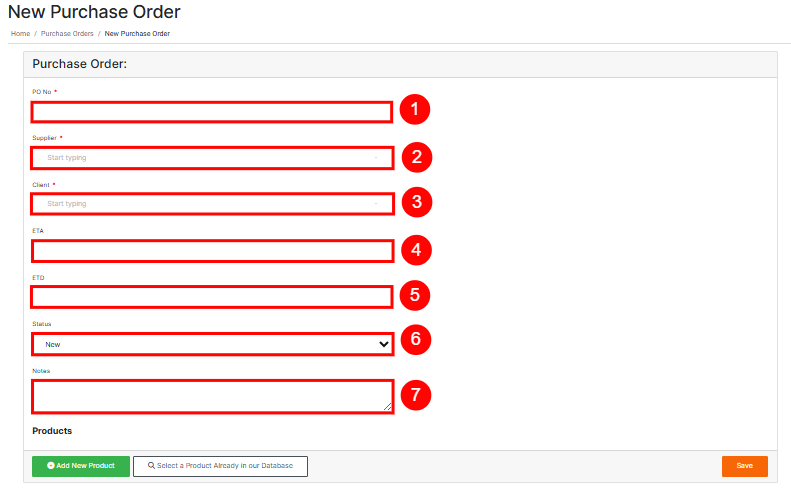 New Purchase Order Form
