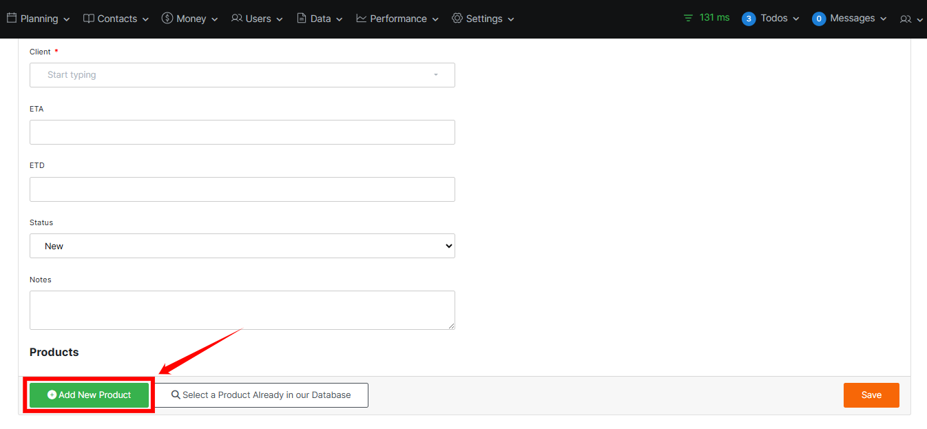 Add Product to Purchase Order