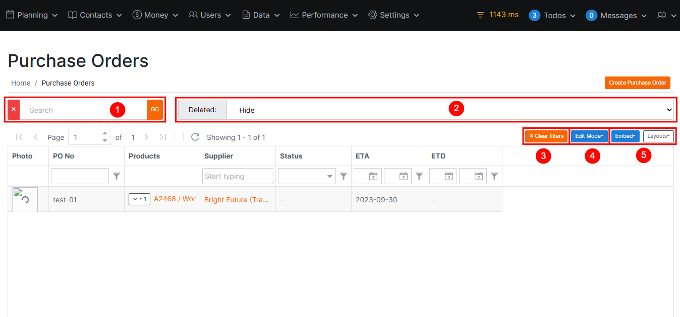 Manage Purchase Orders
