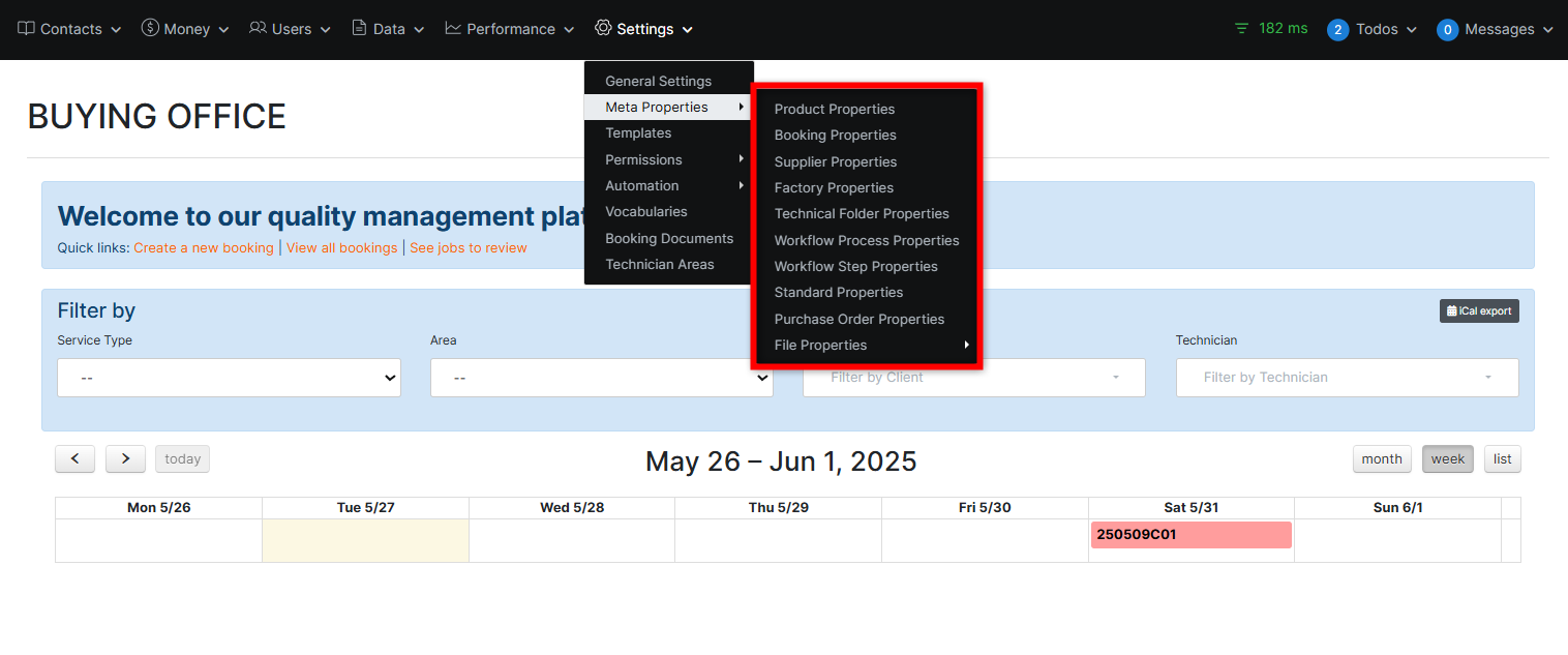 Meta Properties Selection